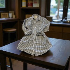 Abercrombie & Fitch Men's Blue and White Plaid Shirt